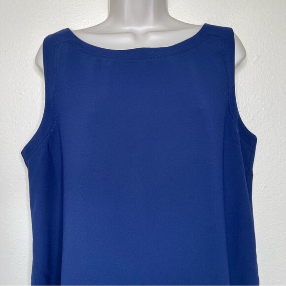 Peter Nygard Navy Blue Tank Shell Boatneck Sleeveless Top Women Size Medium - Picture 3 of 11